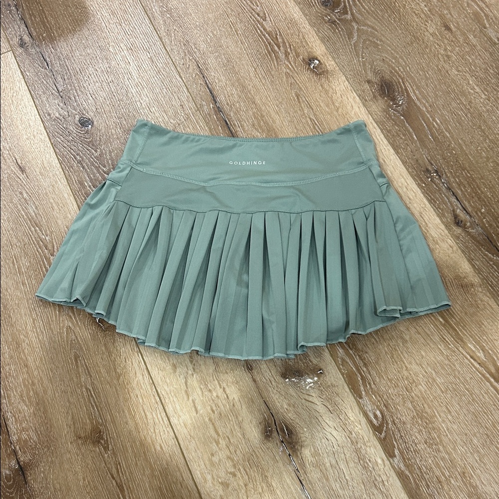 Goldhinge Women's Pleated Skater Skirt in Green
